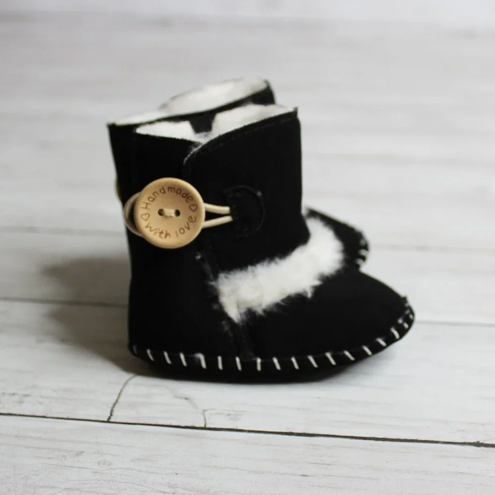 Baby Girl's Winter Booties Size 1 2 0-6 Months Black Boots